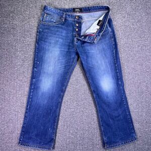 Diesel Jeans Mens 36x26 Blue Straight Button Fly Grunge Casual Distressed Denim